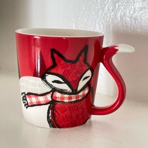 Starbucks Mug Fox with scarf Christmas Winter Holiday 2016 Collection Red 12 oz